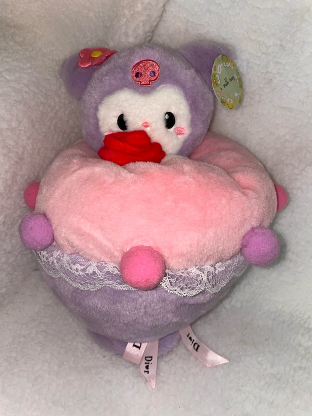 Sanrio Kuromi Dior Purple & Pink Plush with Red Rose